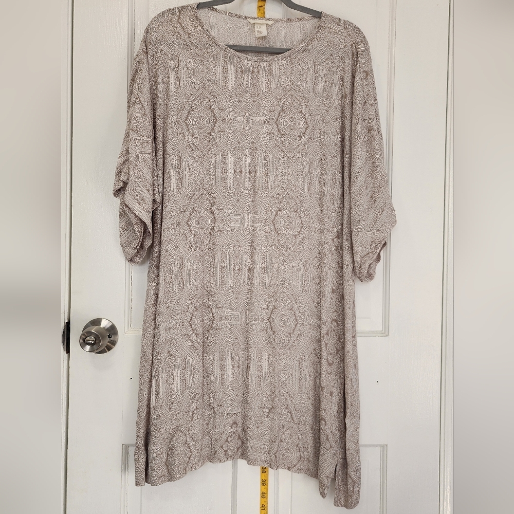 Patterned Beige Tunic Dress